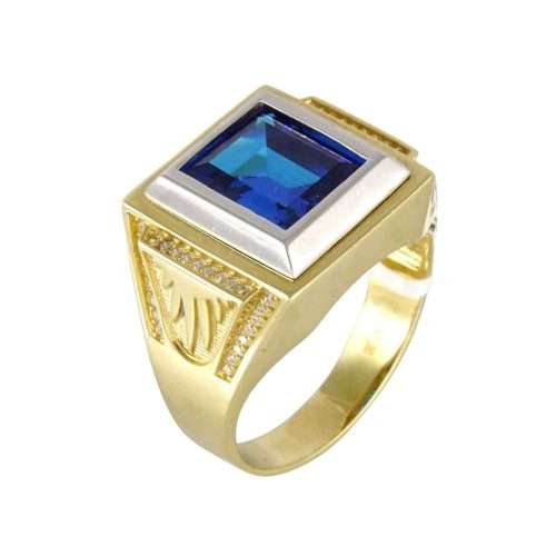 Square Blue Gold Ring 14k - Pendant