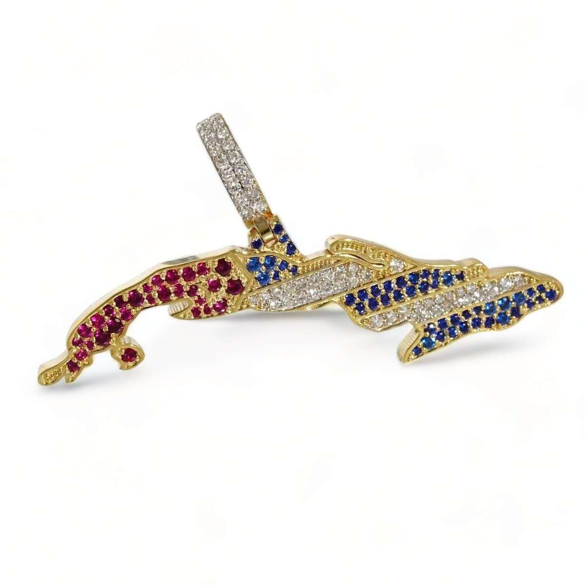 14k Gold Diamond Cuban Map Pendant 1