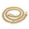 14k Diamond Prong Set Gold Cuban Link Chain 5 Prong Set Chain