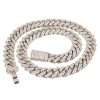 14k Diamond Prong White Gold Set Cuban Link Chain 5 Prong Set Chain