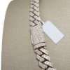 14k Diamond Prong White Gold Set Cuban Link Chain 7 Prong Set Chain