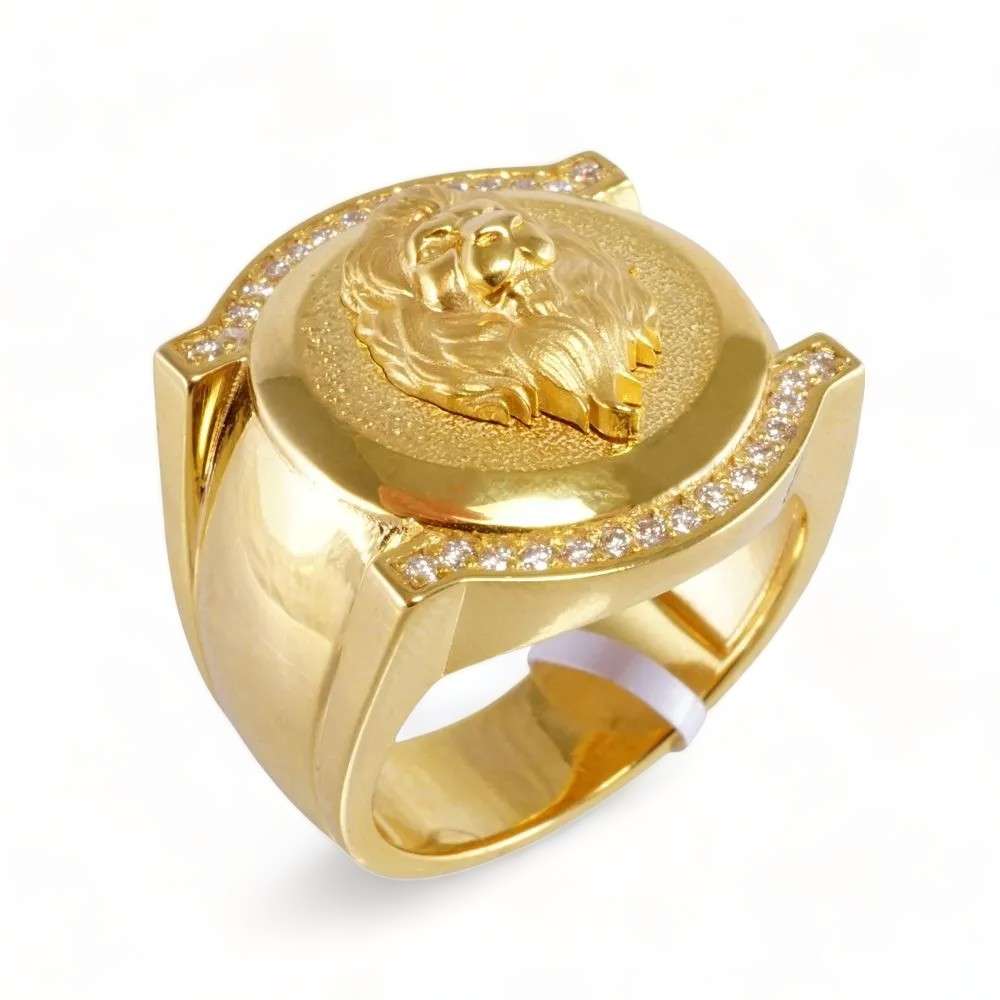 14k Yellow Gold Lion Face Ring 1