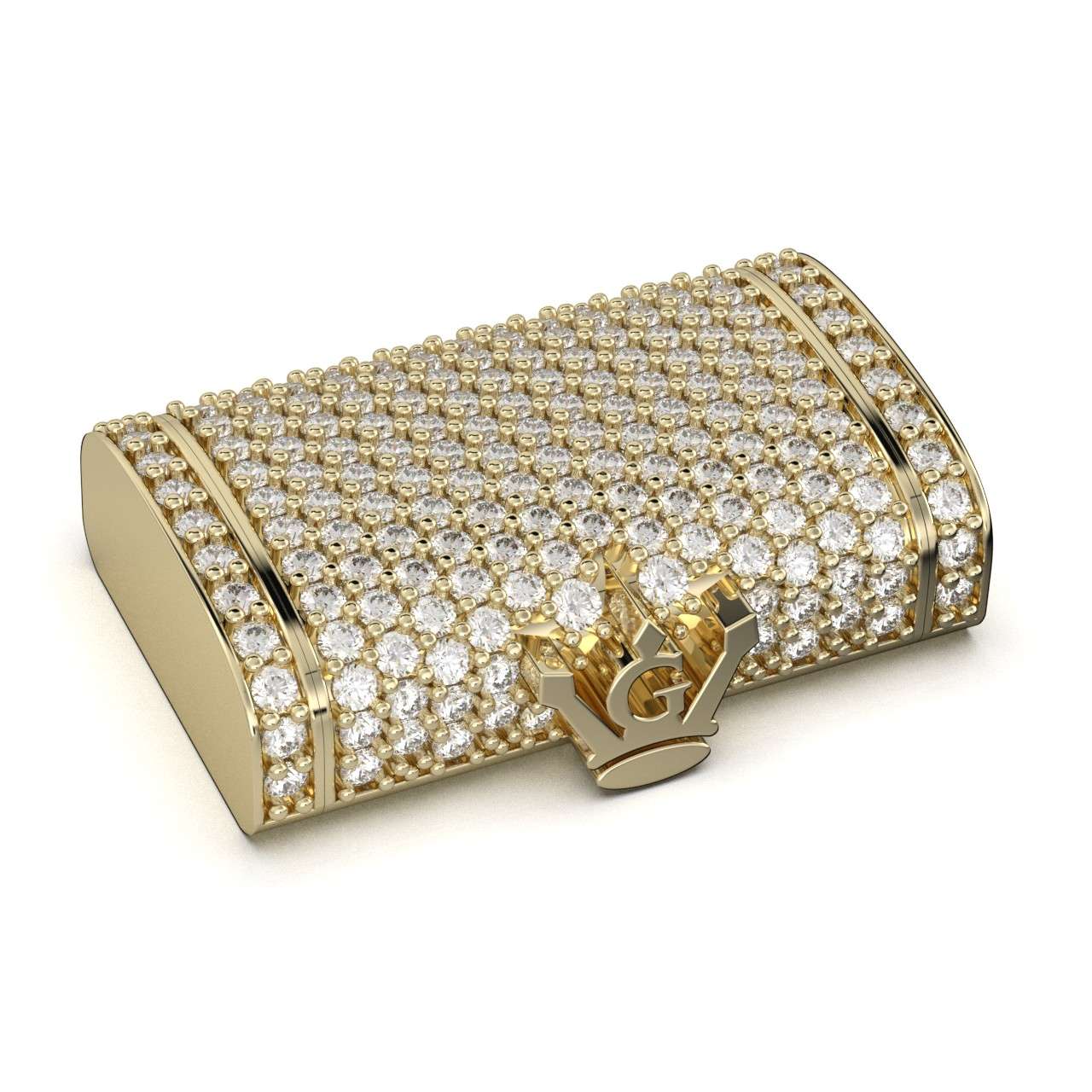 10k Yellow Gold Full Diamond Lock (15mm) 1