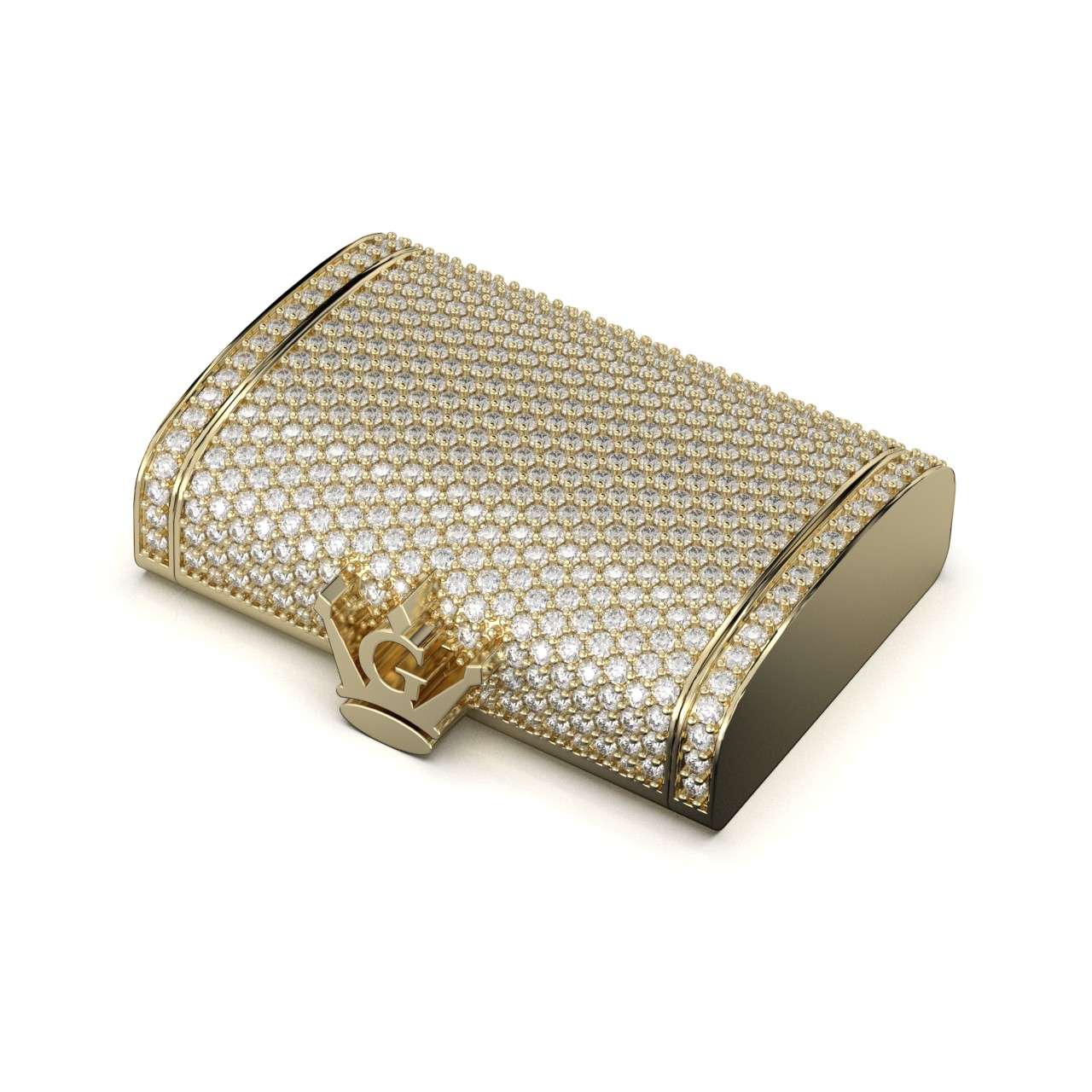 10k Yellow Gold Full Diamond Lock (27mm) 1