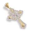 Men's 14k Yellow Hollow Gold Cross Pendant 5 Diamond Cross Pendant