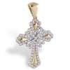 Men's 14k Yellow Hollow Gold Cross Pendant 3 Diamond Cross Pendant