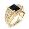 Men's 14k Yellow Gold Black Stone Ring 5 Gold ring with black gemstone and diamonds