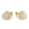 14k Gold Diamond Heart Stud Earrings 7
