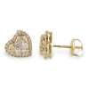 14k Gold Diamond Heart Stud Earrings 6