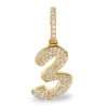14k Gold Diamond Number 3 Pendant 3