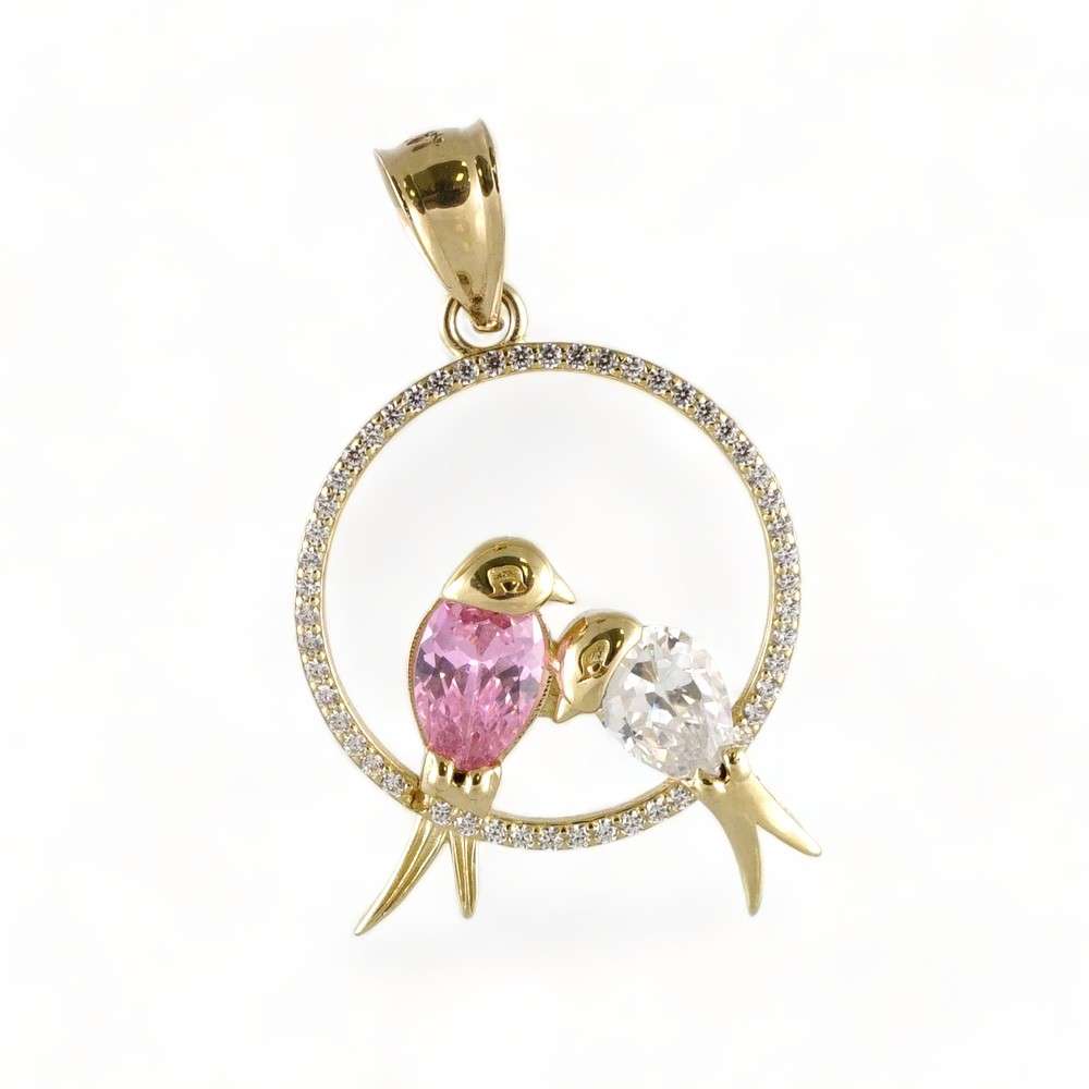 14k Yellow Hollow Gold Two Small Birds Pendant 1 Small Birds Pendant