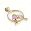 14k Yellow Hollow Gold Two Small Birds Pendant 6