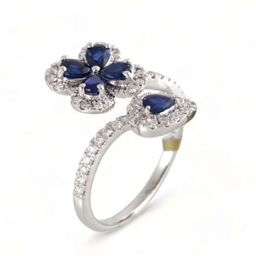 Blue Stone Flowers Ring