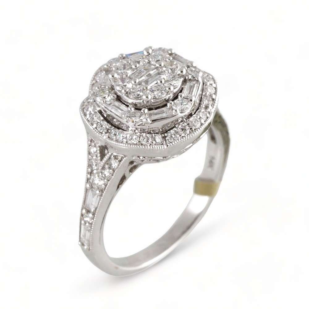 14k White Gold Diamond Round Ring 1 Round Ring