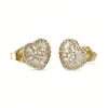 14k Yellow Gold Diamond Heart Earrings 5 Diamond Heart Earrings