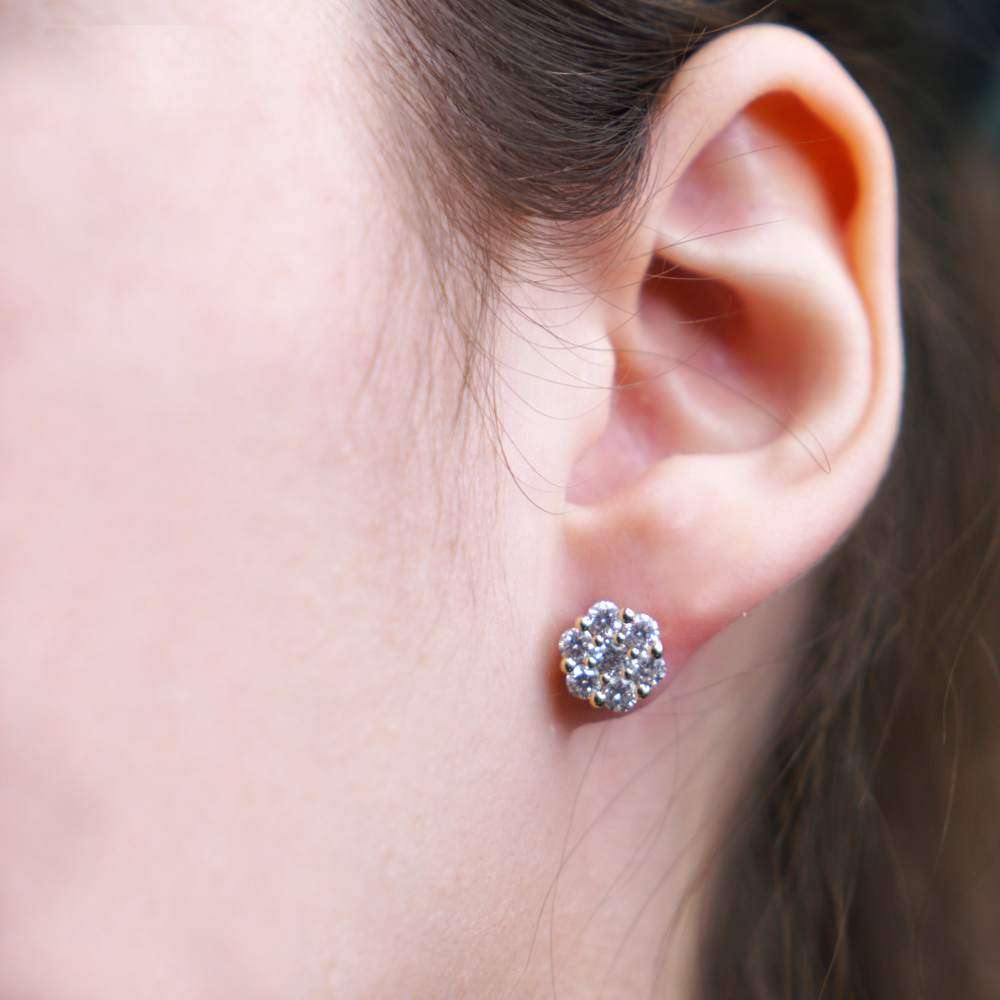 14k Gold Diamond Round Stud Earrings 4 Grimal Diamond Earrings (12)