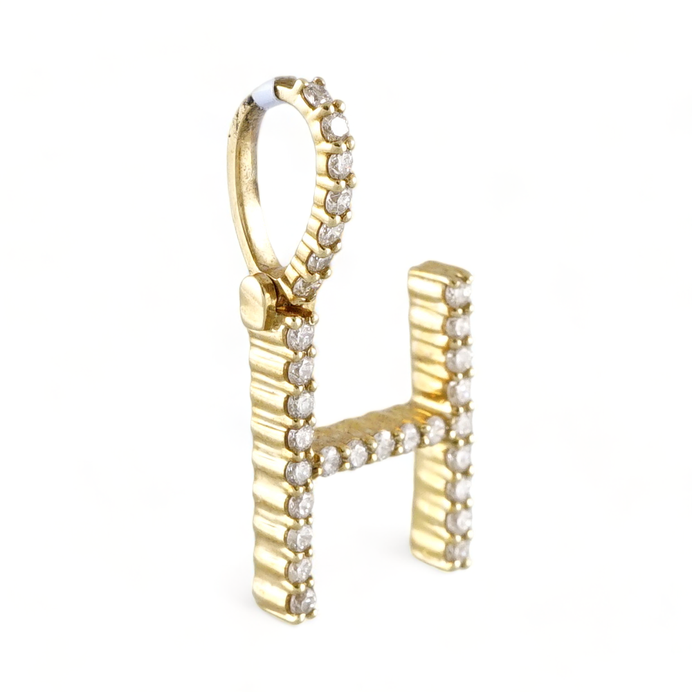10k Yellow Gold Diamond "H" Initial Pendant 1 Initial Pendant
