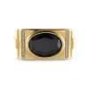 14k Yellow Gold Black Stone Oval Ring for Men 7