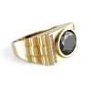 14k Yellow Gold Black Stone Oval Ring for Men 6
