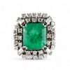 14k White Gold Square Emerald Stone Ring 6