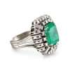 14k White Gold Square Emerald Stone Ring 5