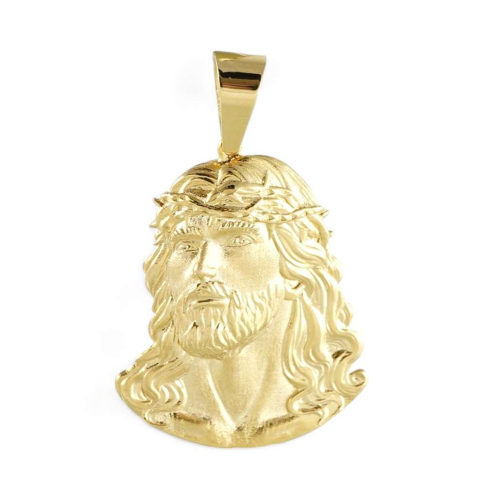 10k Yellow Semi-Solid Gold Jesus Face Pendant 1