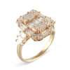 14k Rose Gold Square Diamond Ring 3 Diamond Ring