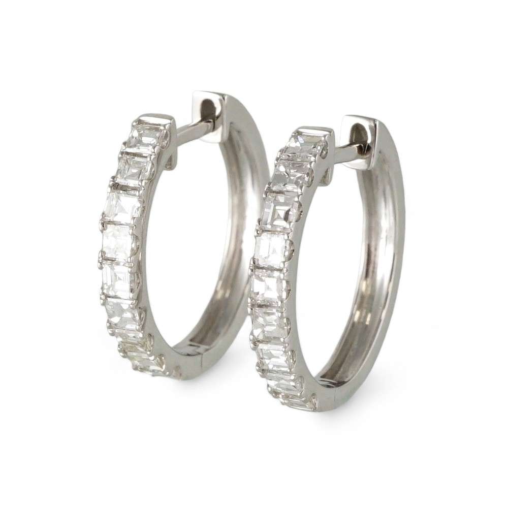 18k White Gold Diamond Hoop Earrings 1