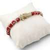 Red bead bracelet with gold clasp