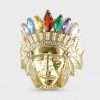 10k Yellow Gold Indian Face Ring 6