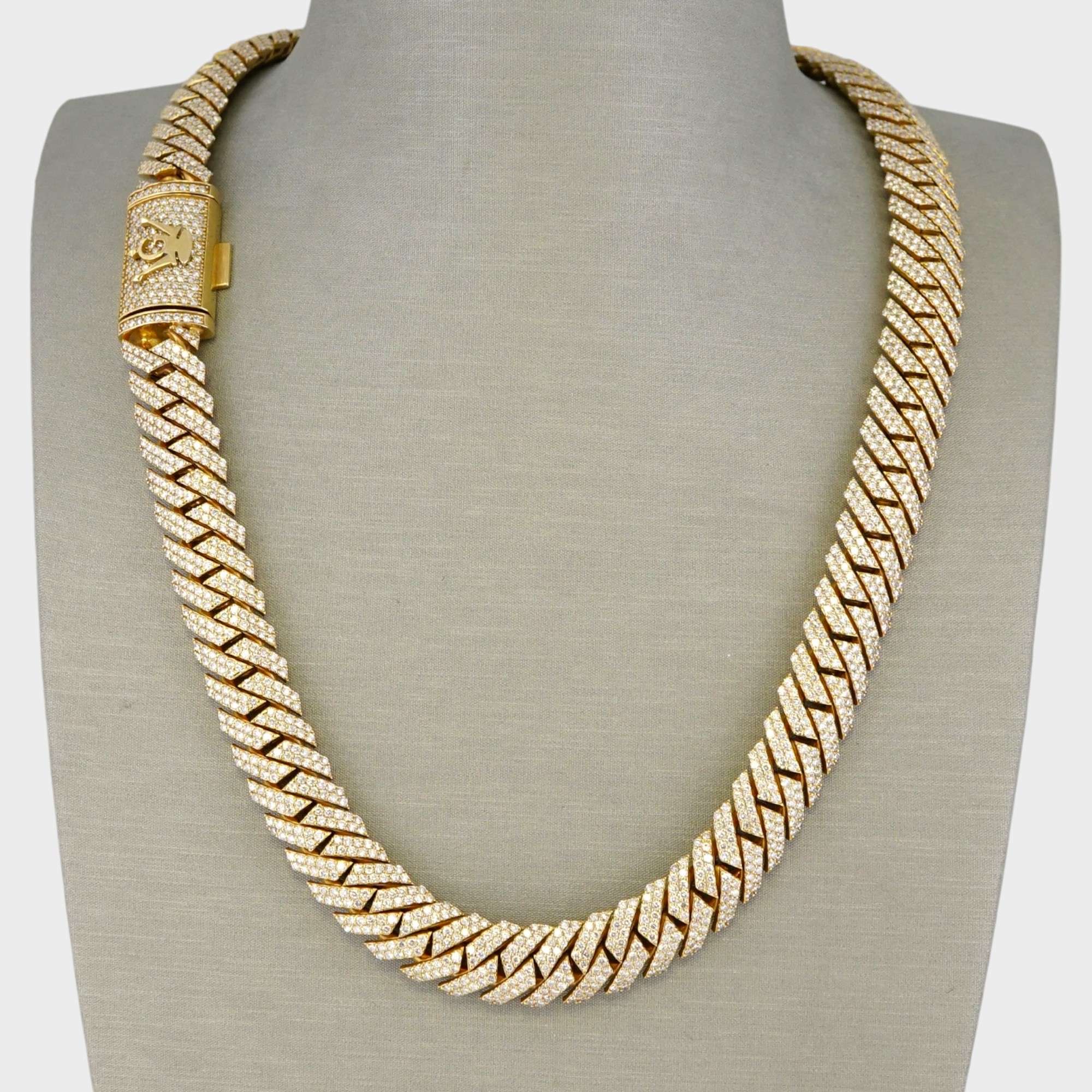 10k Yellow Gold Full Diamond Prong Setting Chain 1