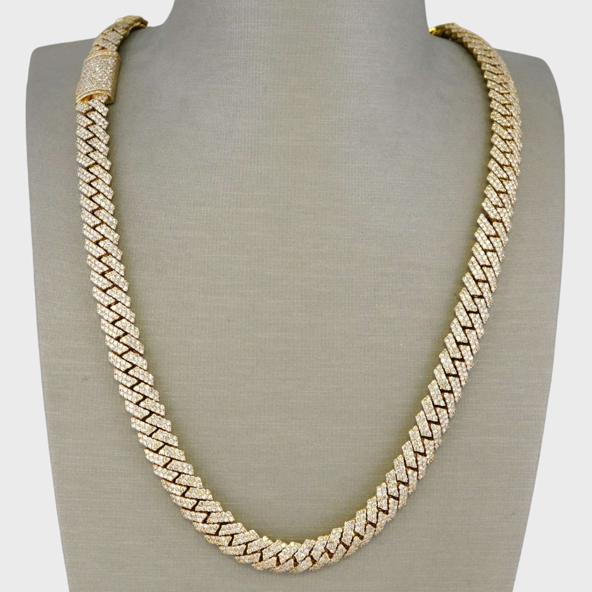 10k Yellow Gold Full Diamond Prong Setting Chain 1