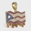 14k Yellow Gold Puerto Rico Flag Pendant 3 Puerto Rico Flag Pendant