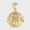 14k Yellow Hollow Gold Scorpion Round Pendant 4