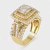 14k Yellow Gold Diamond Pyramid Ring 4 Step Pyramid Ring