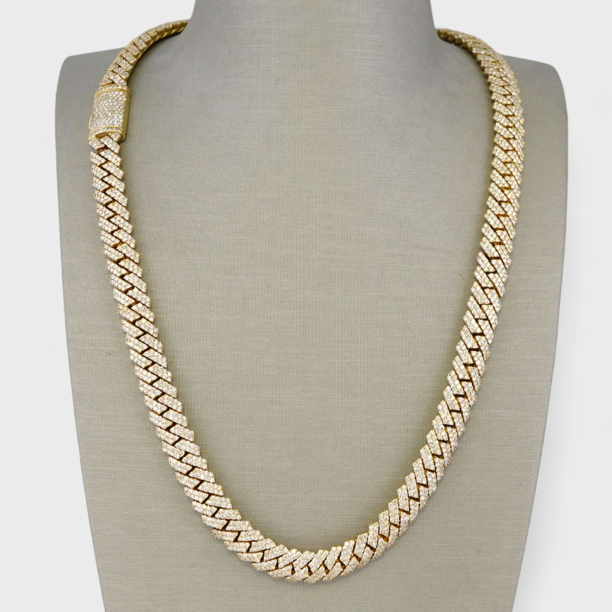 10k Yellow Gold Full Diamond Prong Setting Chain 1 Prong Setting Chain