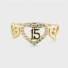 14k Yellow Gold Heart Fifteen Lady Ring 6