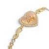 14k Yellow Gold Quinceanera Heart Bracelet 6 Gold heart bracelet with diamonds