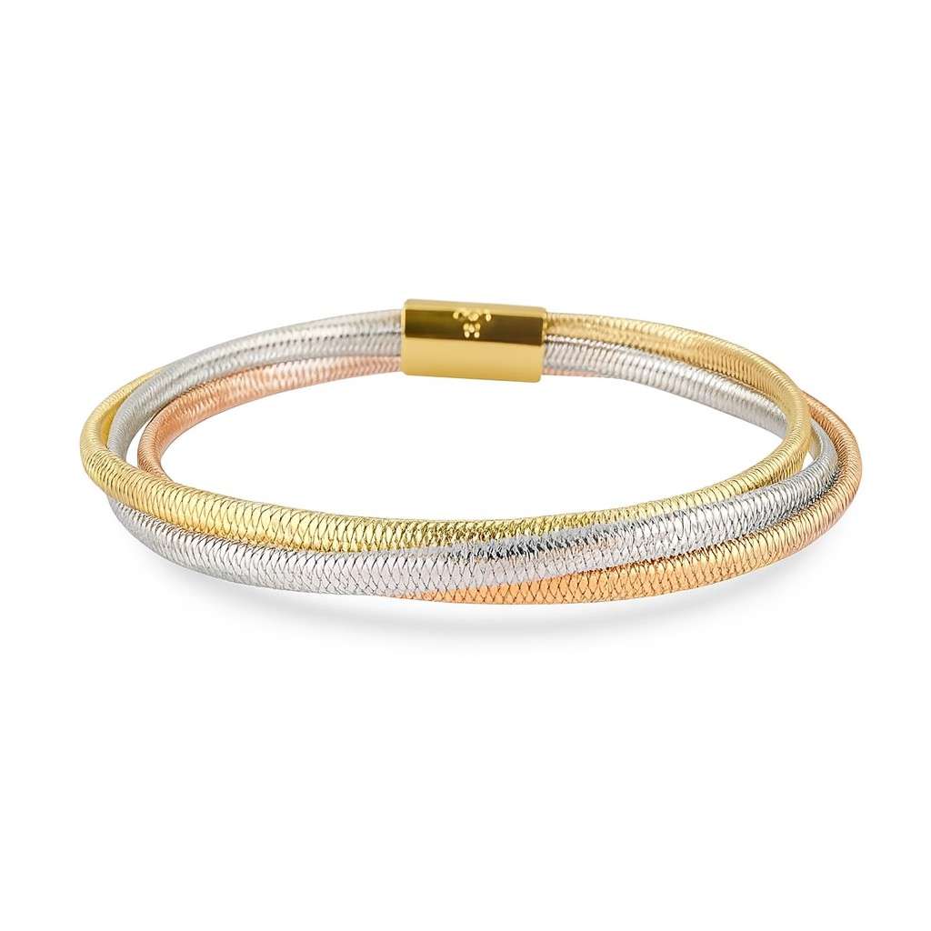 14k Yellow Gold Fancy Elastic Bracelet 1 Elegant multi-tone metal bracelet