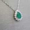 14k White Gold Diamond Green Almond Chain 3 14k White Gold Diamond Green Almond Chain