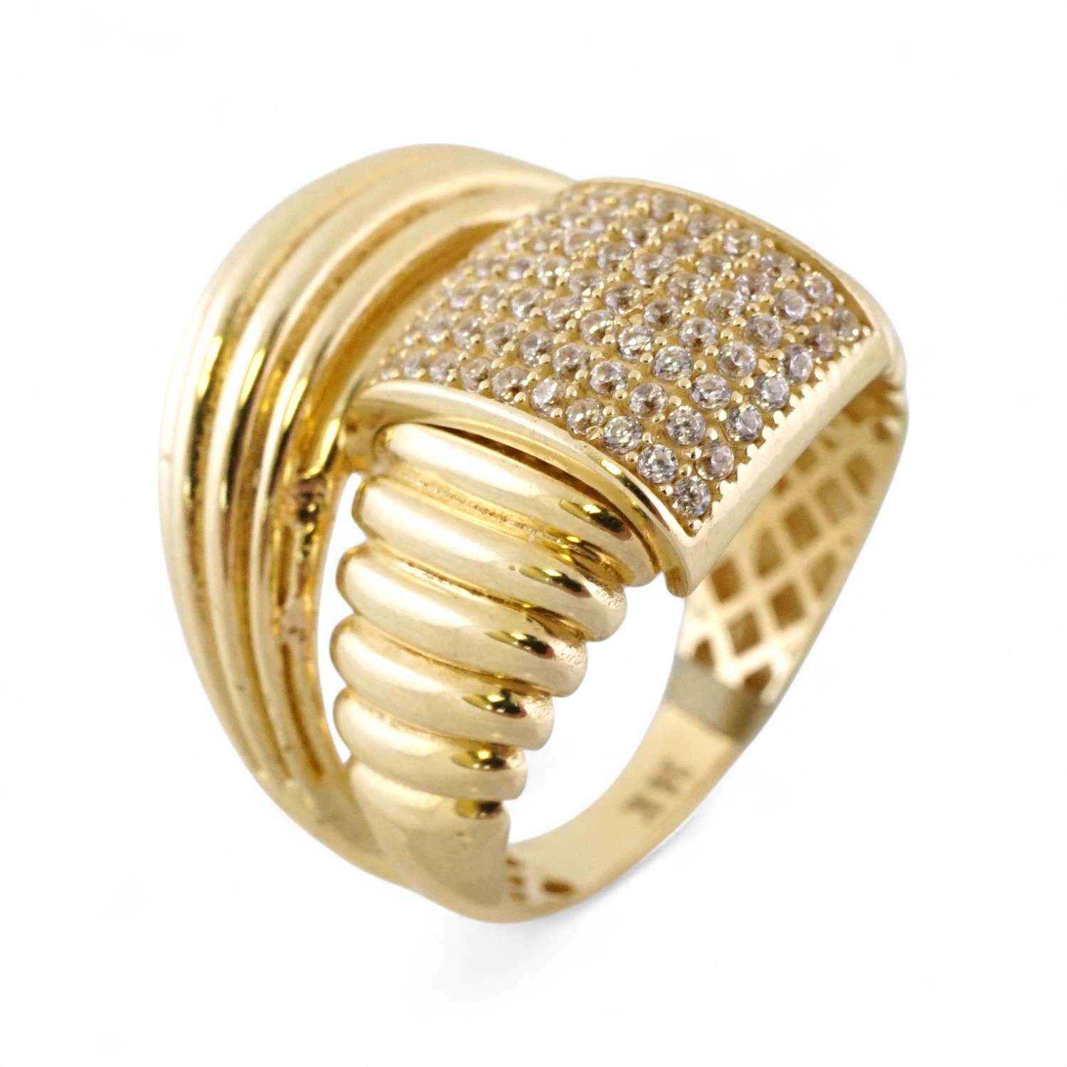 14k Yellow Gold Fancy Design Ring 1 Gold ring with diamond accents