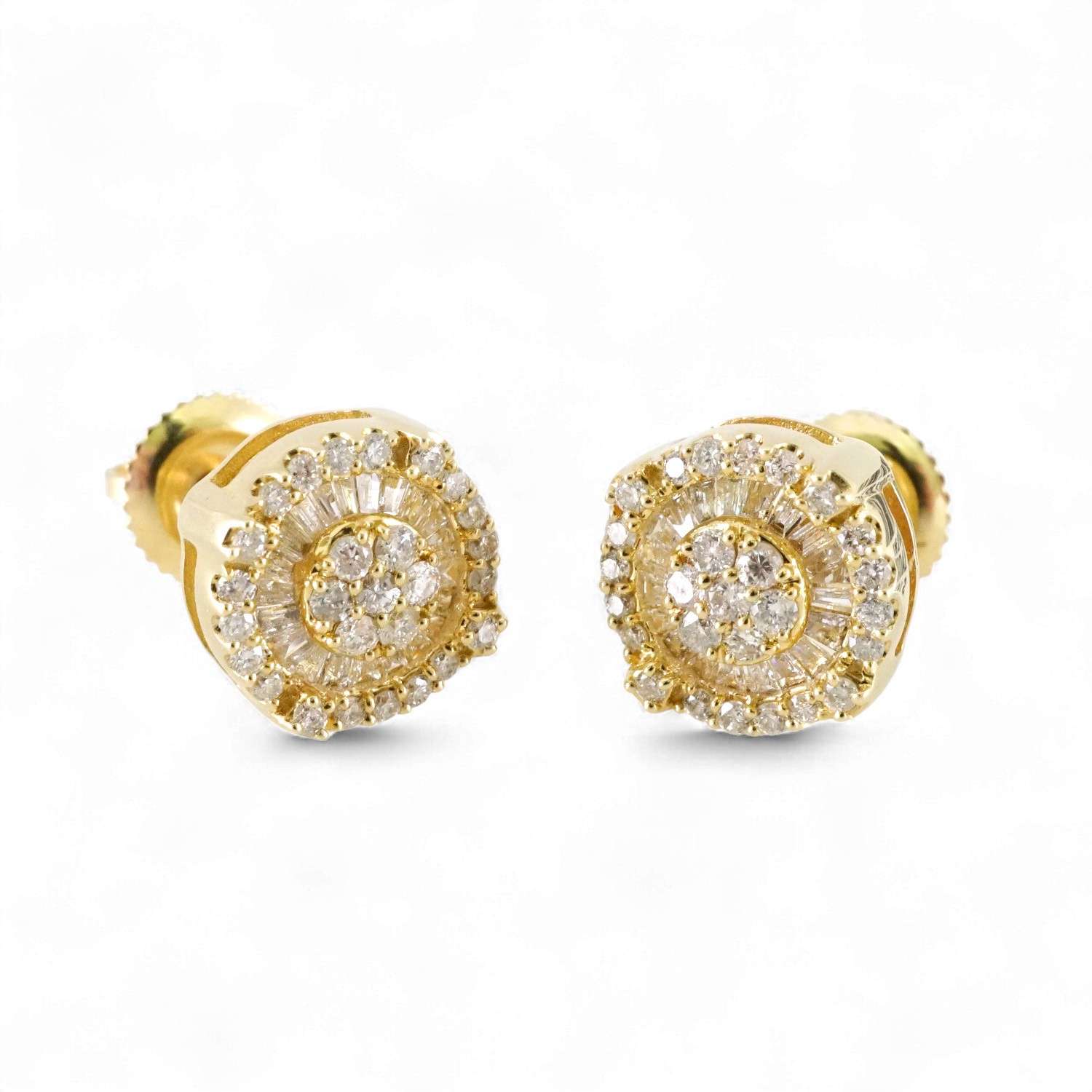 14k Yellow Gold Diamond Round Earrings 1 Gold earrings with sparkling diamonds