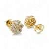14k Yellow Gold Diamond Hexagonal Flower Earring 6 Gold stud earrings with diamonds