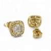 14k Yellow Gold Diamond Square Studs 4 Gold stud earrings with diamonds