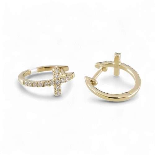 Gold earrings with cross design