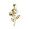 14k Yellow Gold Fancy Charm Pendant 3 Gold rose pendant with leaves
