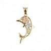 Gold dolphin pendant with flowers