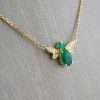 14k Yellow Gold Diamond Green Bee Chain 5 Gold necklace with emerald butterfly pendant
