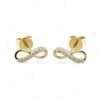 14k Yellow Gold Diamond Ribbon Studs 3 Gold infinity stud earrings with diamonds