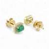 14k Yellow Gold Diamond Emerald Vintage Studs 4 Gold earrings with green gemstones